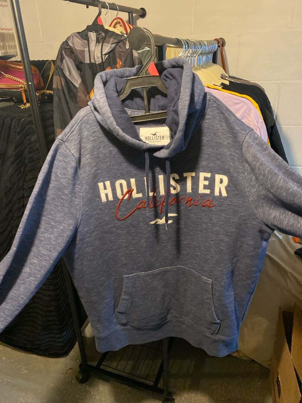 Blue marled Hollister California graphic pullover‎ hoodie sweatshirt